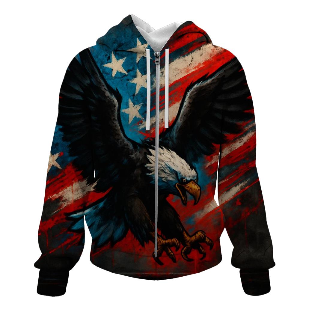 Urban Eagle Surge Through Graffiti Stripes embroidered hoodies