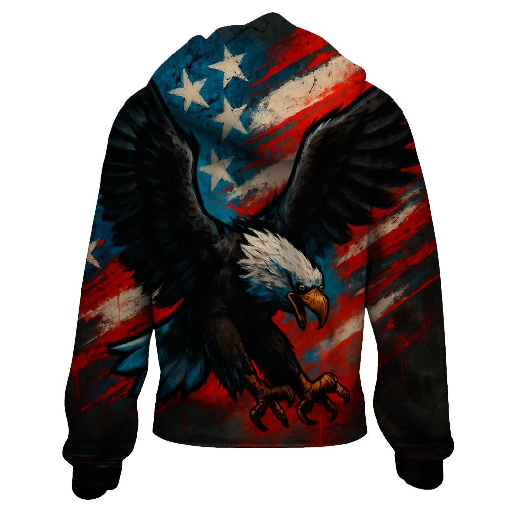Urban Eagle Surge Through Graffiti Stripes embroidered hoodies