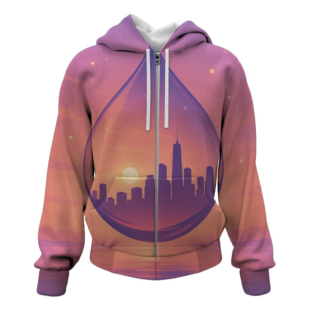 Skyline In A Glass Sunset hoodie designs