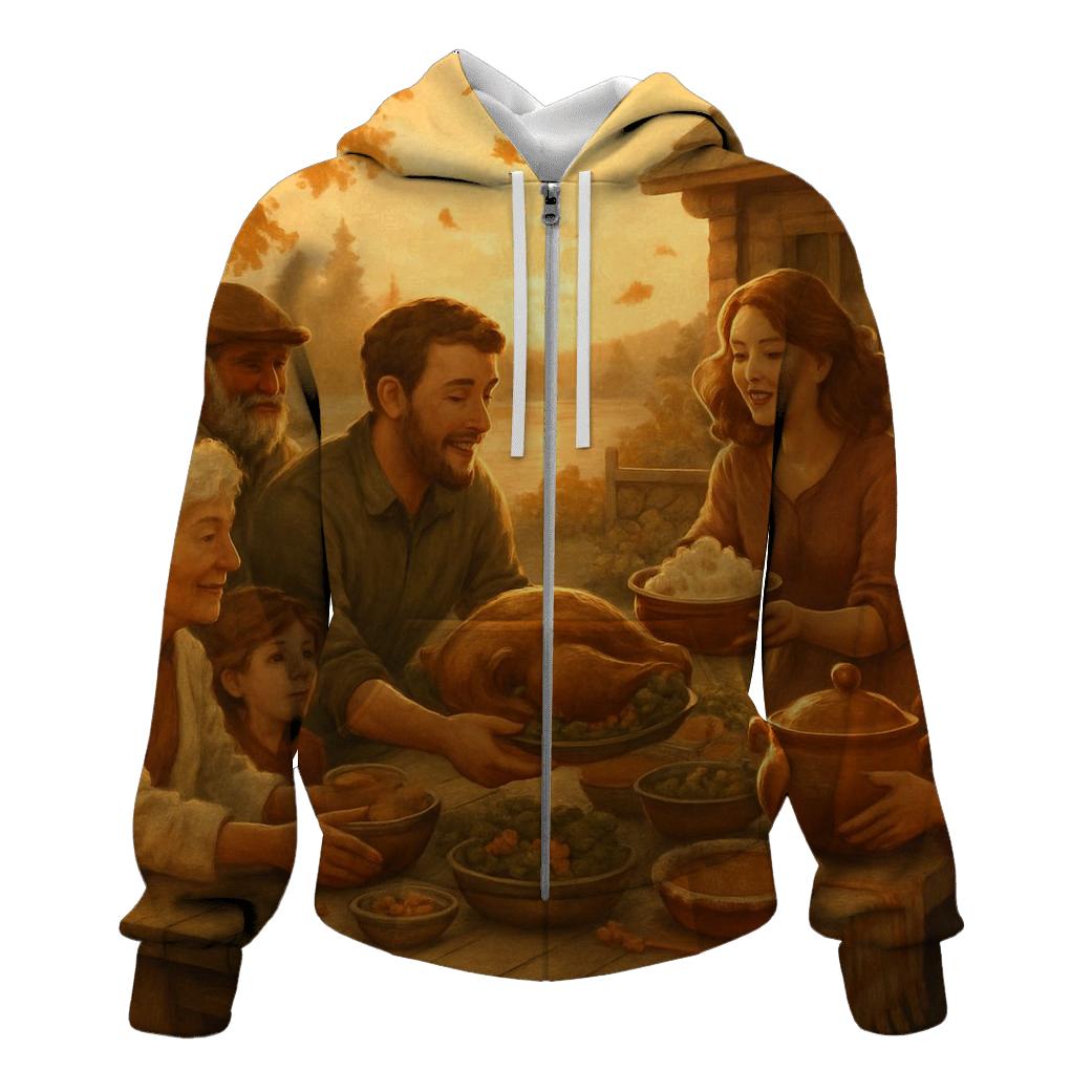 Golden Hour Cabin Table Gathering hoodies fashion