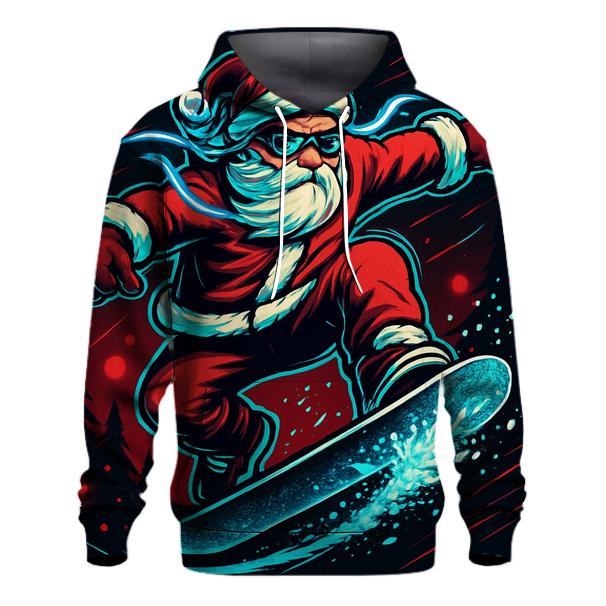 Neon Snowstorm Santa Kickflip graphic hoodies
