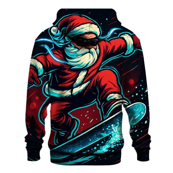 Neon Snowstorm Santa Kickflip graphic hoodies