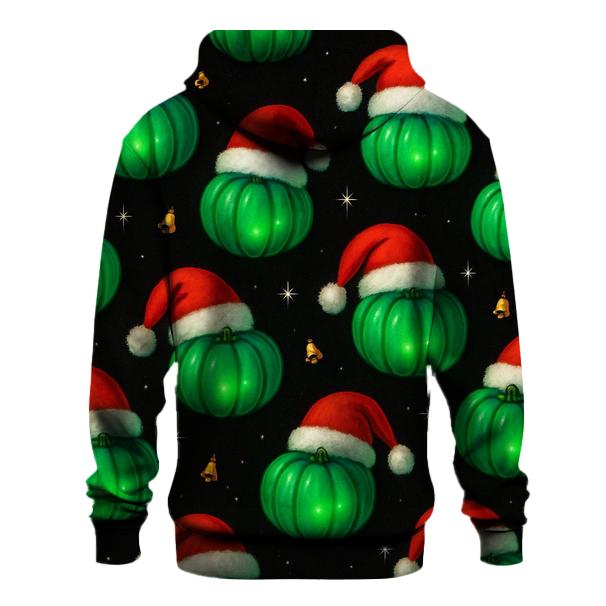 Emerald Santa Hat Pumpkin Scatter On Black Background designer hoodies