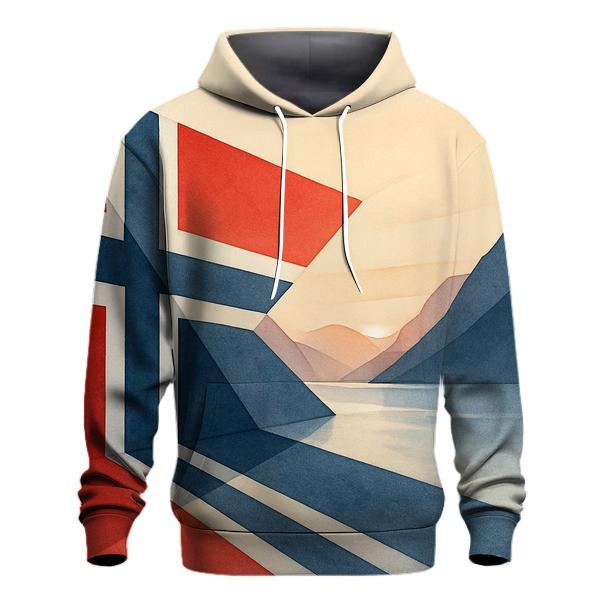 Norway Minimal Geometric Fjord Flag designer hoodies