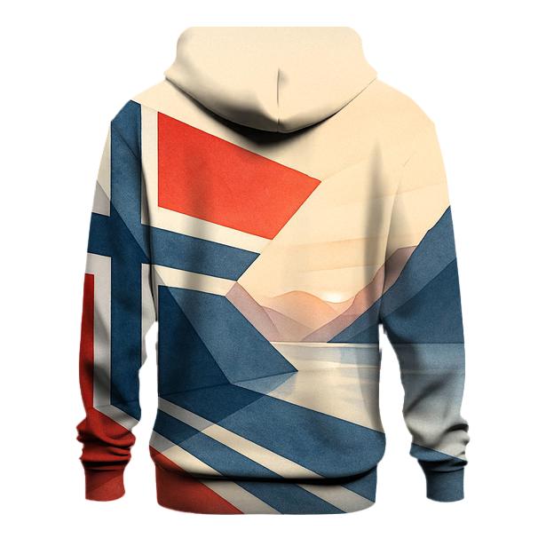 Norway Minimal Geometric Fjord Flag designer hoodies