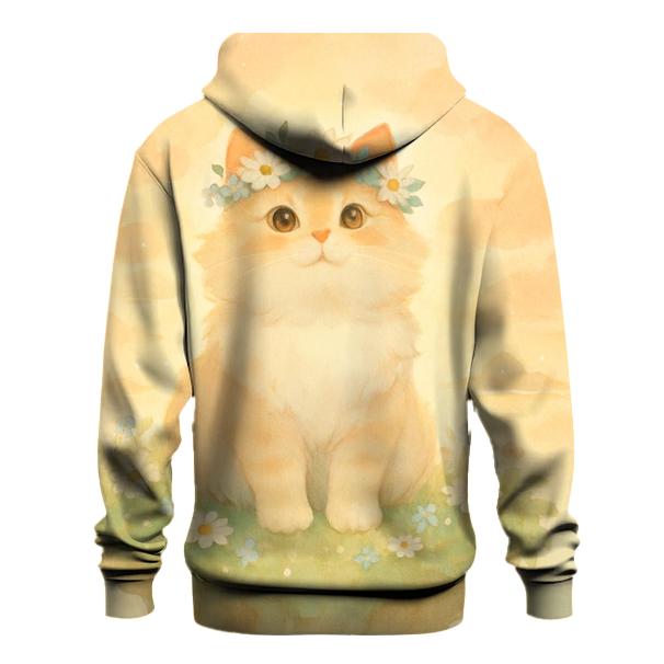Sunrise Flower Crown Cat In Floating Meadow embroidered hoodies