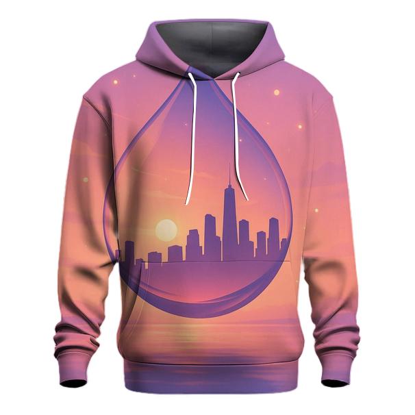 Skyline In A Glass Sunset embroidered hoodies