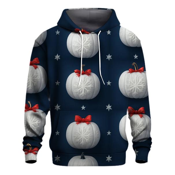 White Snowflake Pumpkin Grid On Navy Blue Background graphic hoodies