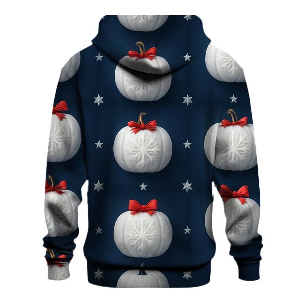 White Snowflake Pumpkin Grid On Navy Blue Background graphic hoodies