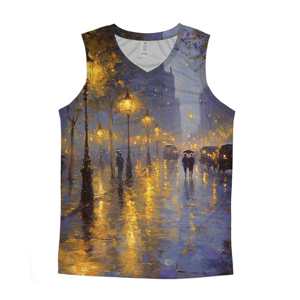 Claude Monet Inspired Rainy Citylights Boulevard custom tank tops