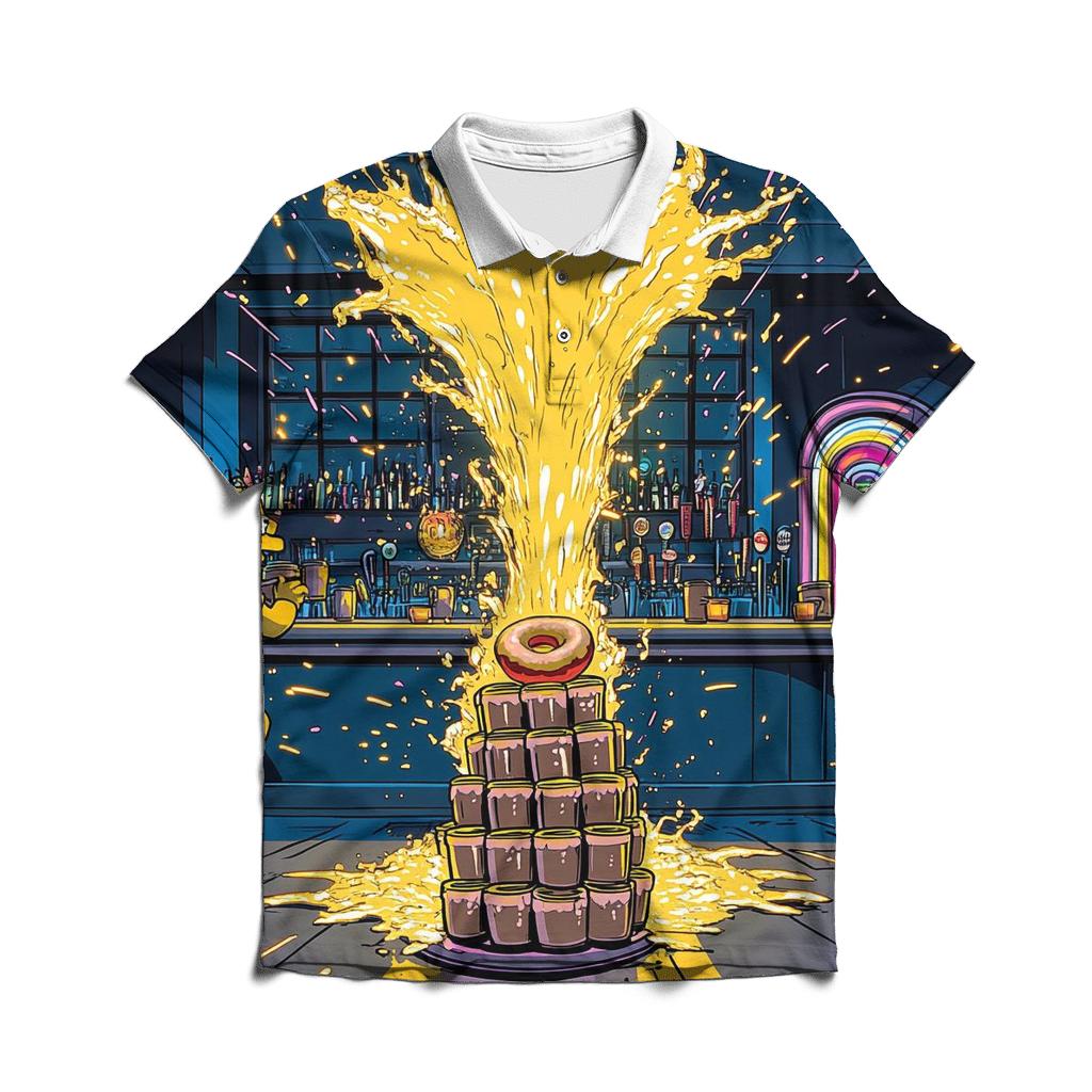 Moes Neon Spill Dimension branded logo polo shirts