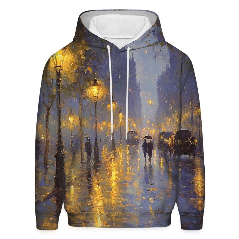Claude Monet Inspired Rainy Citylights Boulevard heavyweight hoodies