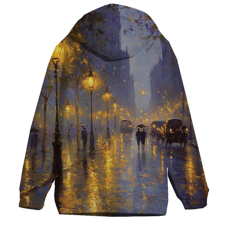 Claude Monet Inspired Rainy Citylights Boulevard heavyweight hoodies