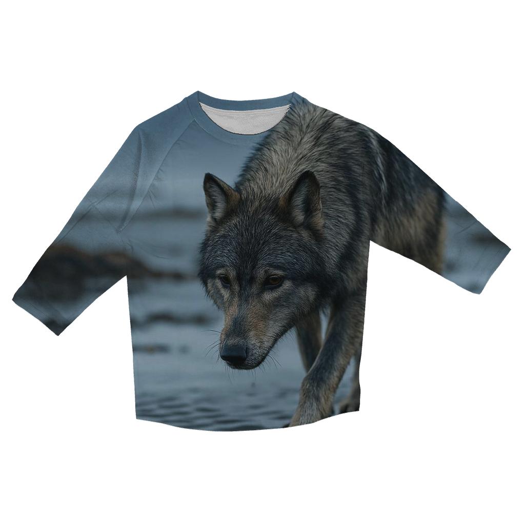 Coastal Wolf Tracking Line In The Alaskan Tidelands stylish quarter sleeve tops