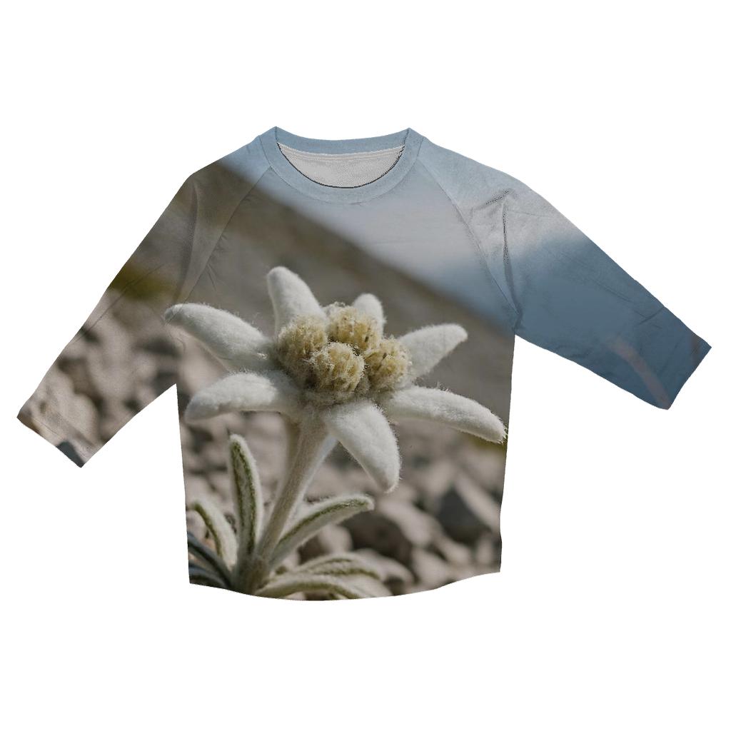 Edelweiss On Alpine Limestone Scree printed three quarter sleeve shirts