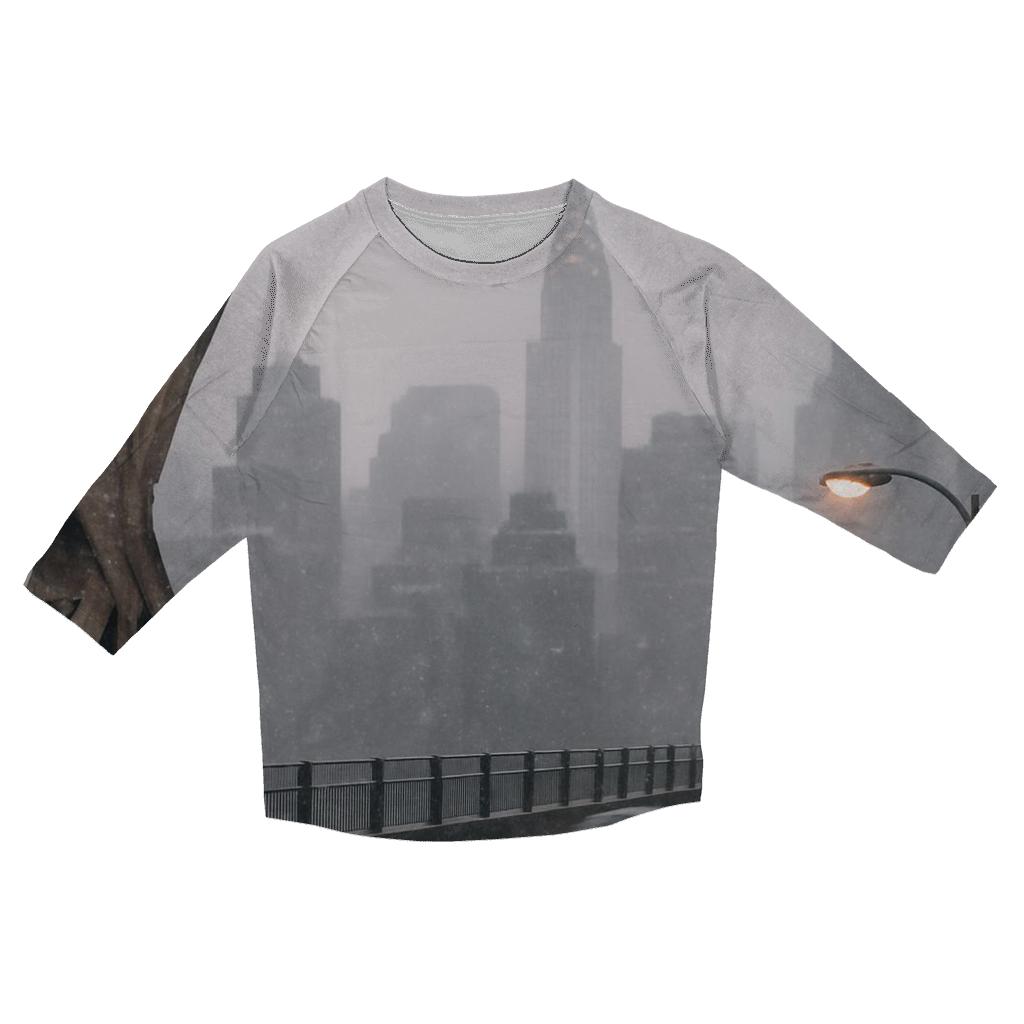 Snow Squall Over Midtown From Queensboro Bridge Walkway casual three quarter sleeve shirts