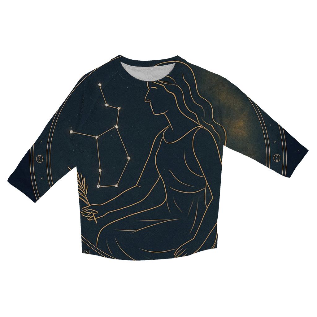 Virgo Harvest Star Maiden Chart casual three quarter sleeve shirts