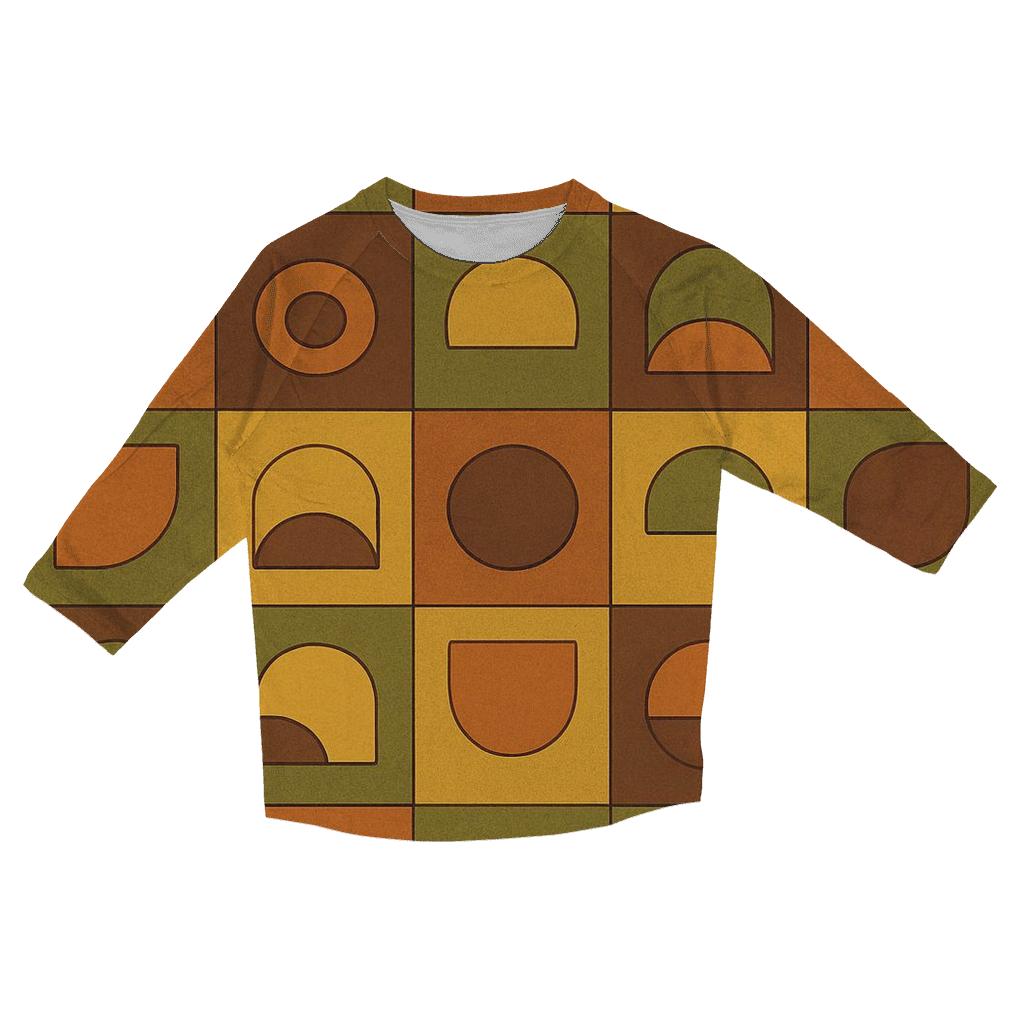 Groovy Patchwork Vinyl Tiles casual three quarter sleeve shirts