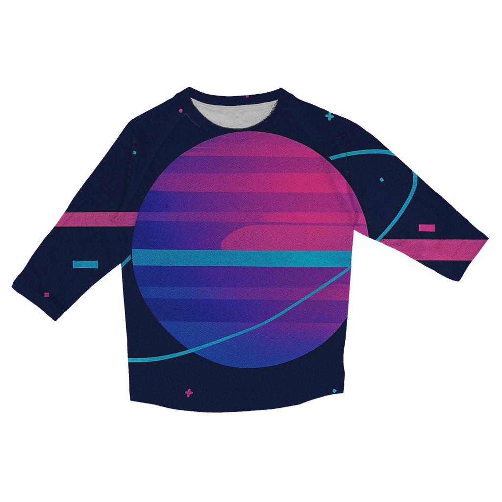 VHS Planetary Scanlines fashion 3/4 sleeve shirts