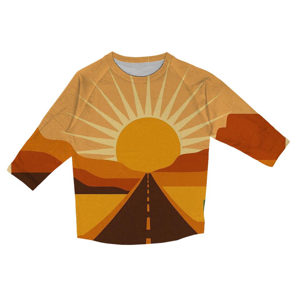 Desert Road Trip Sunburst Horizon printed three quarter sleeve shirts