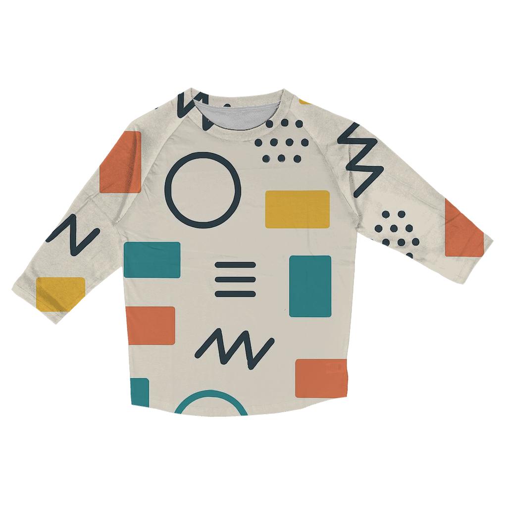 Memphis Space Station Tiles trendy 3/4 sleeve tops