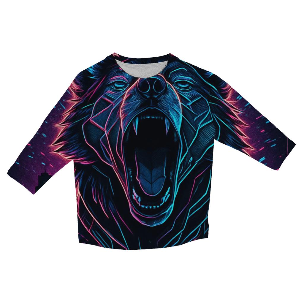 Neon Circuit Howl Wolf personalized 3/4 sleeve tees