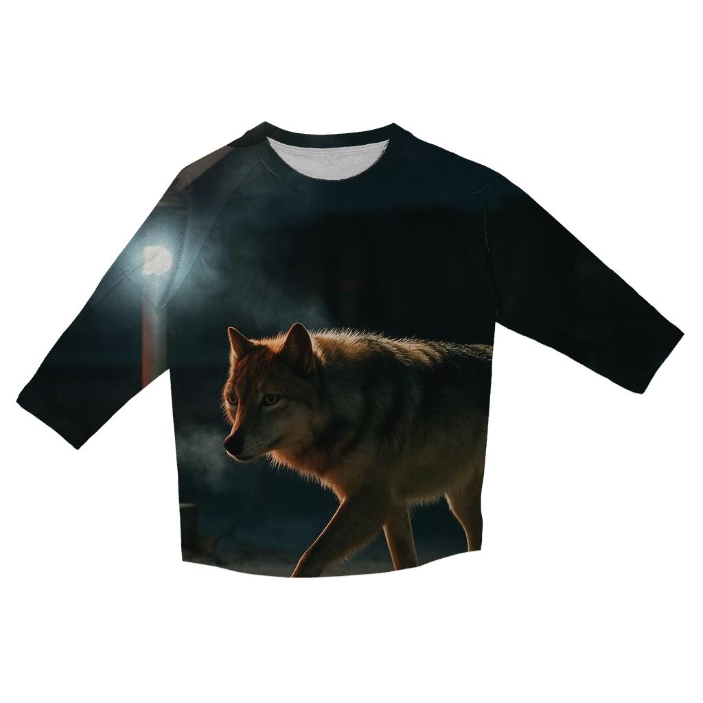 Night Crossing Under Arctic Rail Signals trendy 3/4 sleeve tops