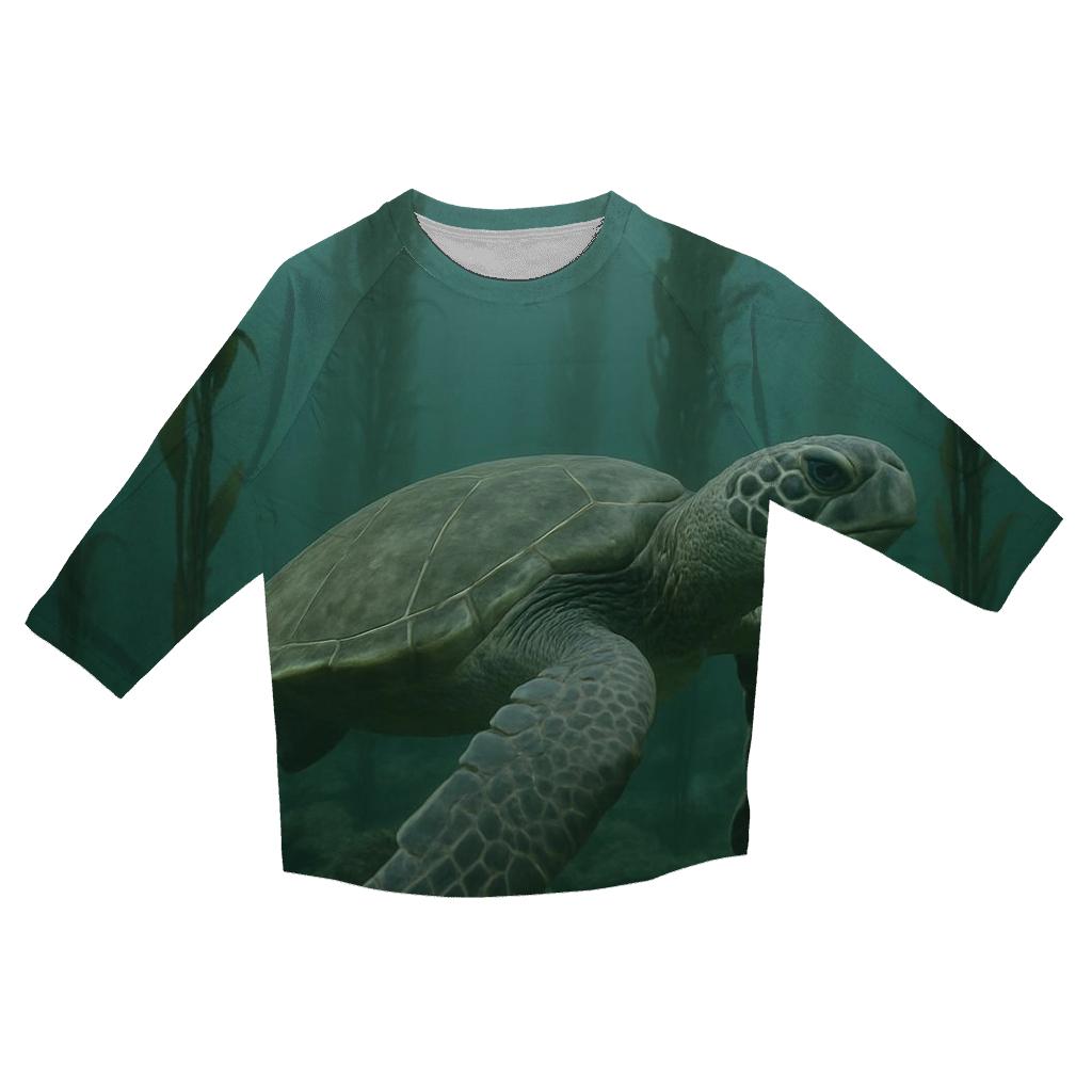 Kelp Forest Glide Green Sea Turtle casual three quarter sleeve shirts
