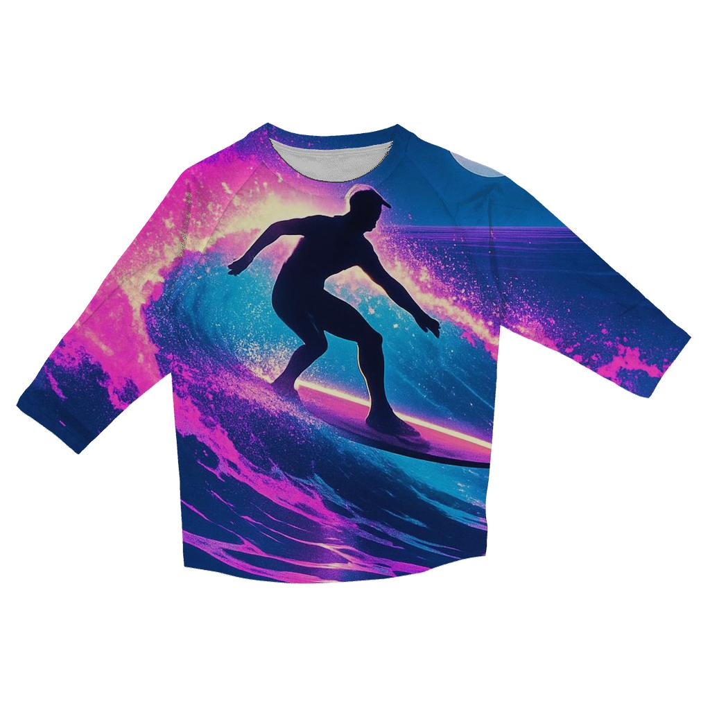 Neon Tides Longboard Surf Session trendy 3/4 sleeve tops