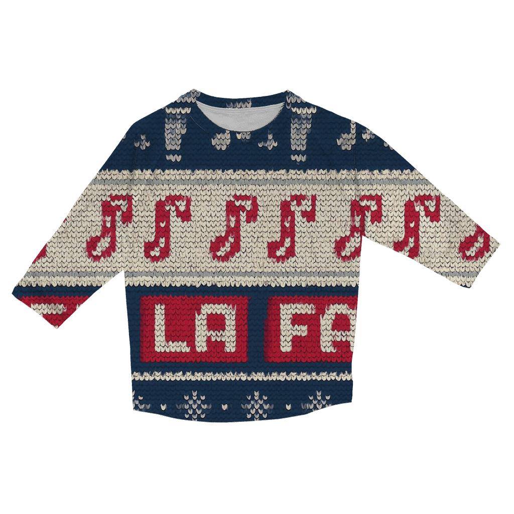 Christmas Carol Karaoke Stripe Design trendy 3/4 sleeve tops