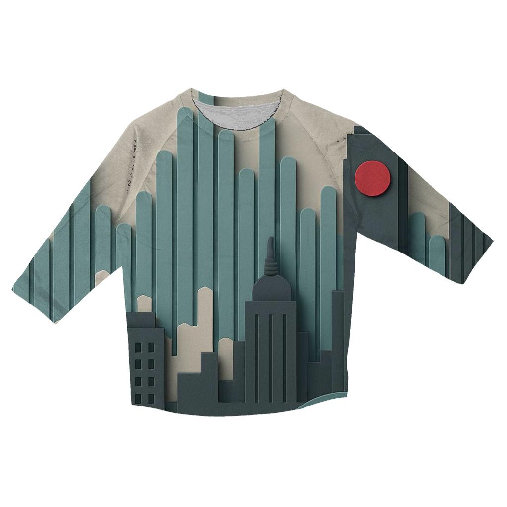 Paper Cut City Skyline Soundwave trendy 3/4 sleeve tops