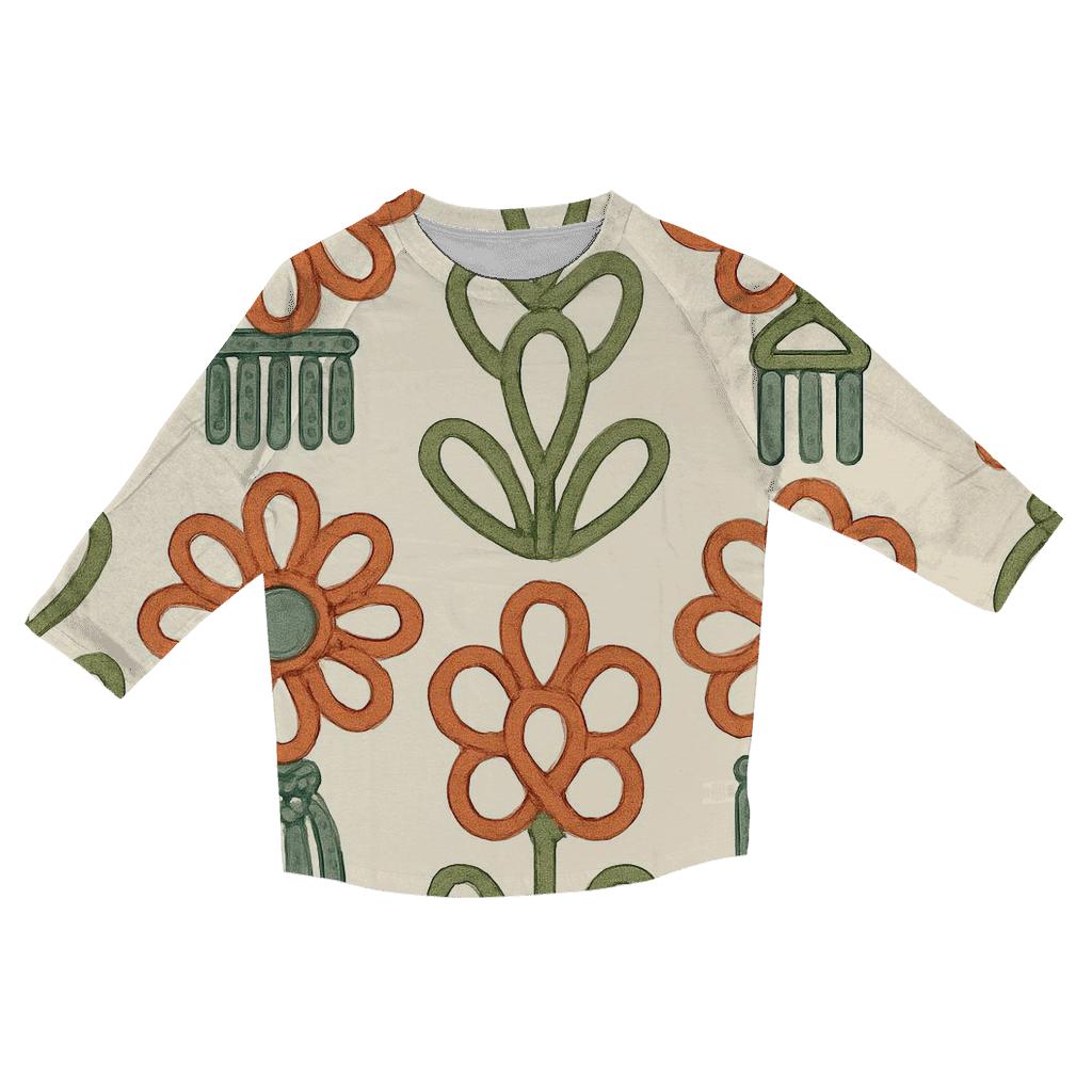 Macrame Floral Medallion Repeat stylish quarter sleeve tops