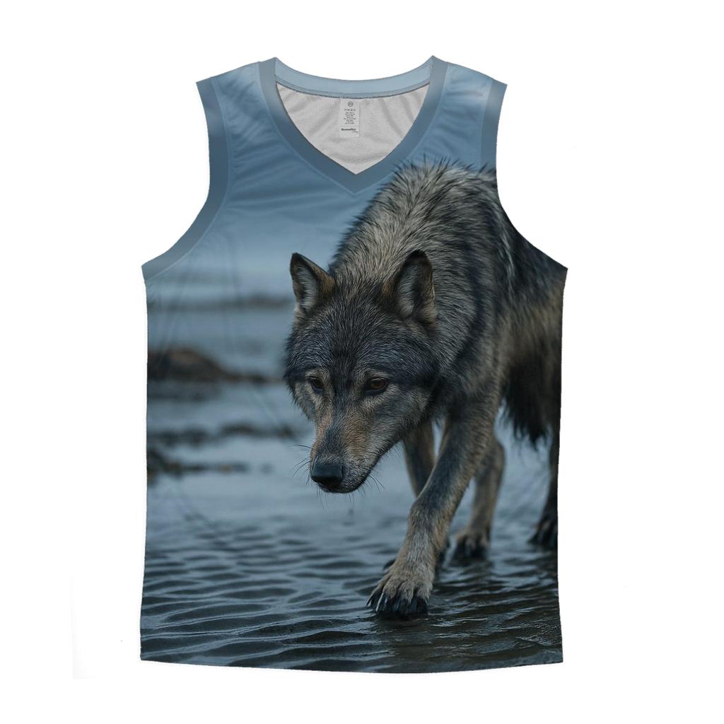 Coastal Wolf Tracking Line In The Alaskan Tidelands cotton sleeveless tops