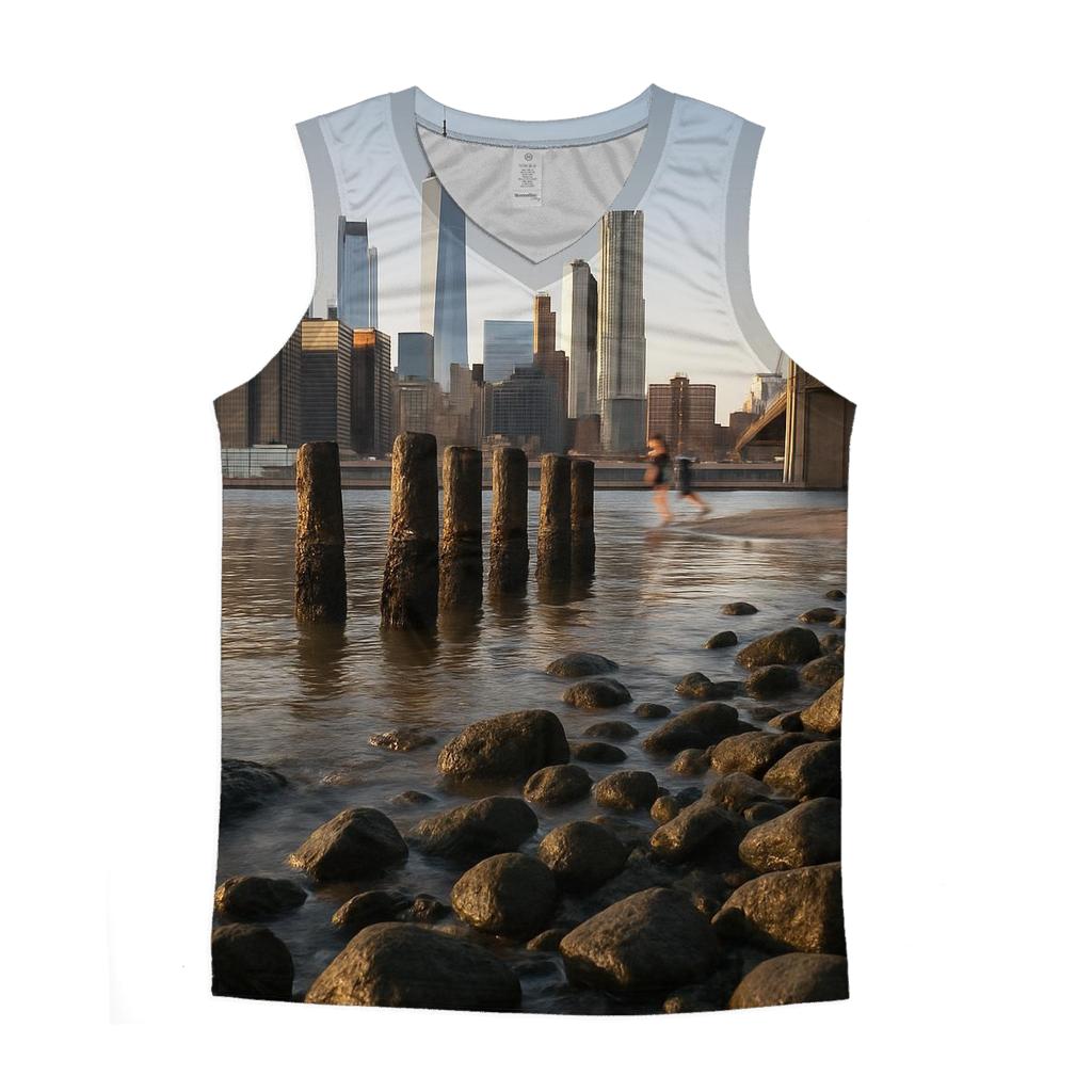 Low Tide Skyline Study From Brooklyn Bridge Park Rocks personalized athletic tanks