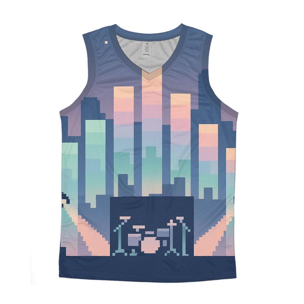 Pixel Stage Skyline personalized athletic tanks