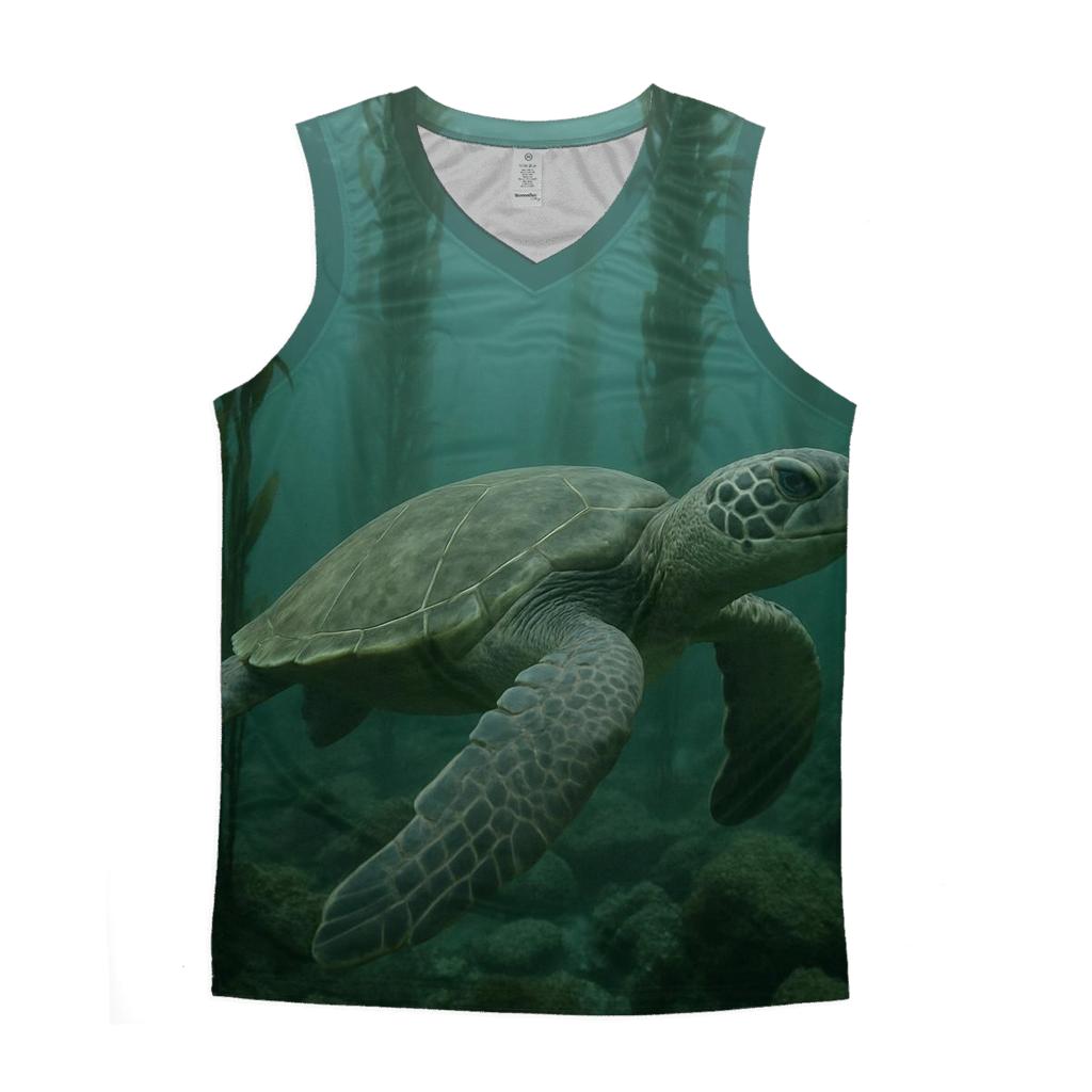 Kelp Forest Glide Green Sea Turtle trendy fitted tank tops