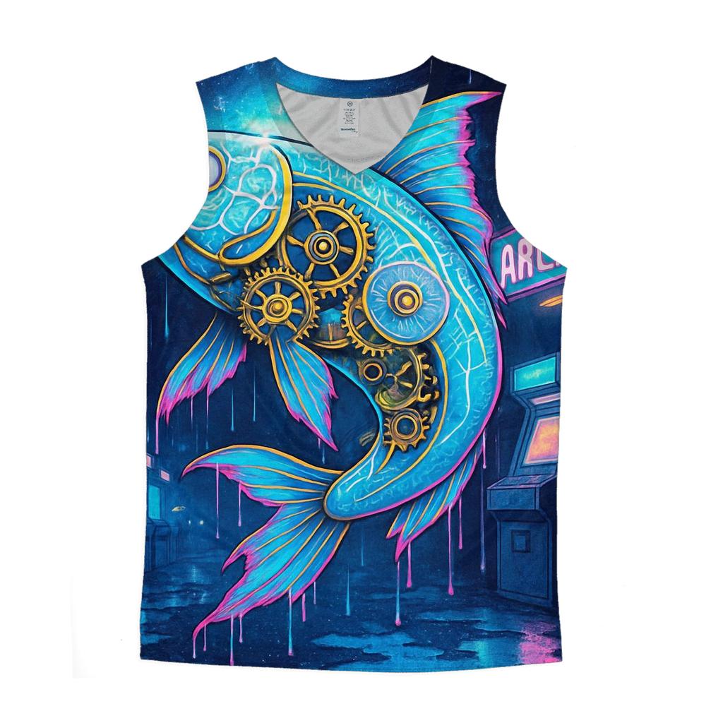 Clockwork Koi In A Rainstorm Arcade sports performance tank tops