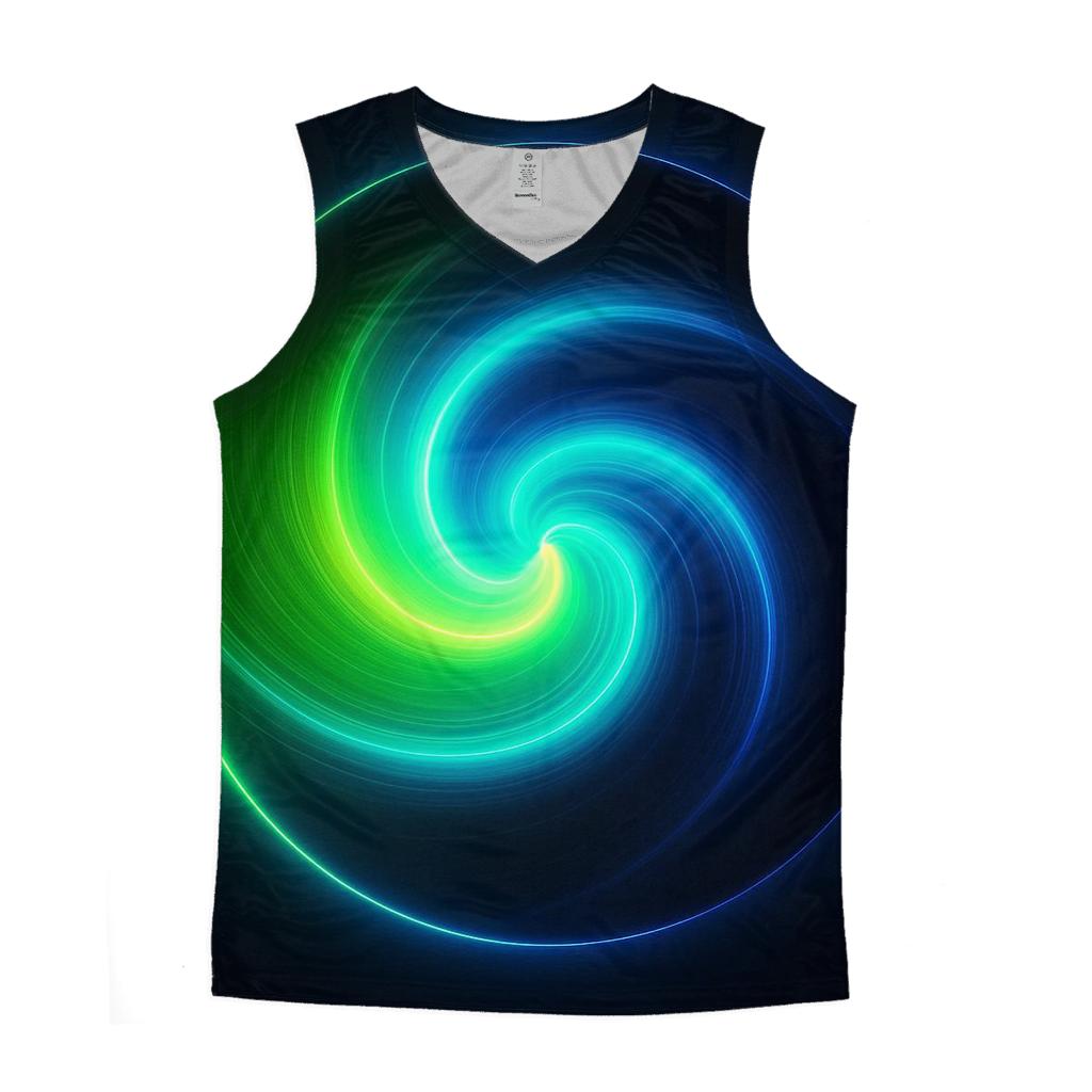 Electric Lime Vortex Fade graphic print tank tops