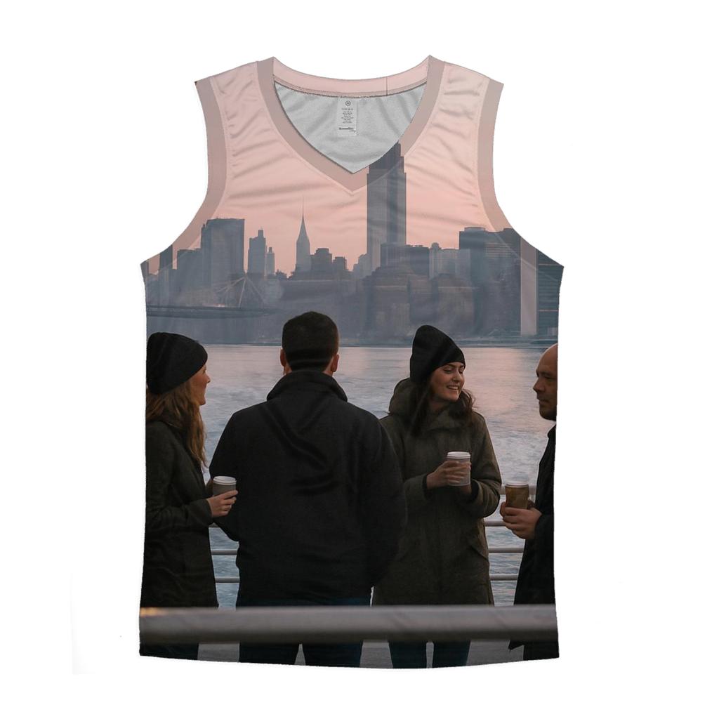 Dawn Commute On The East River Ferry With Midtown Behind sports performance tank tops