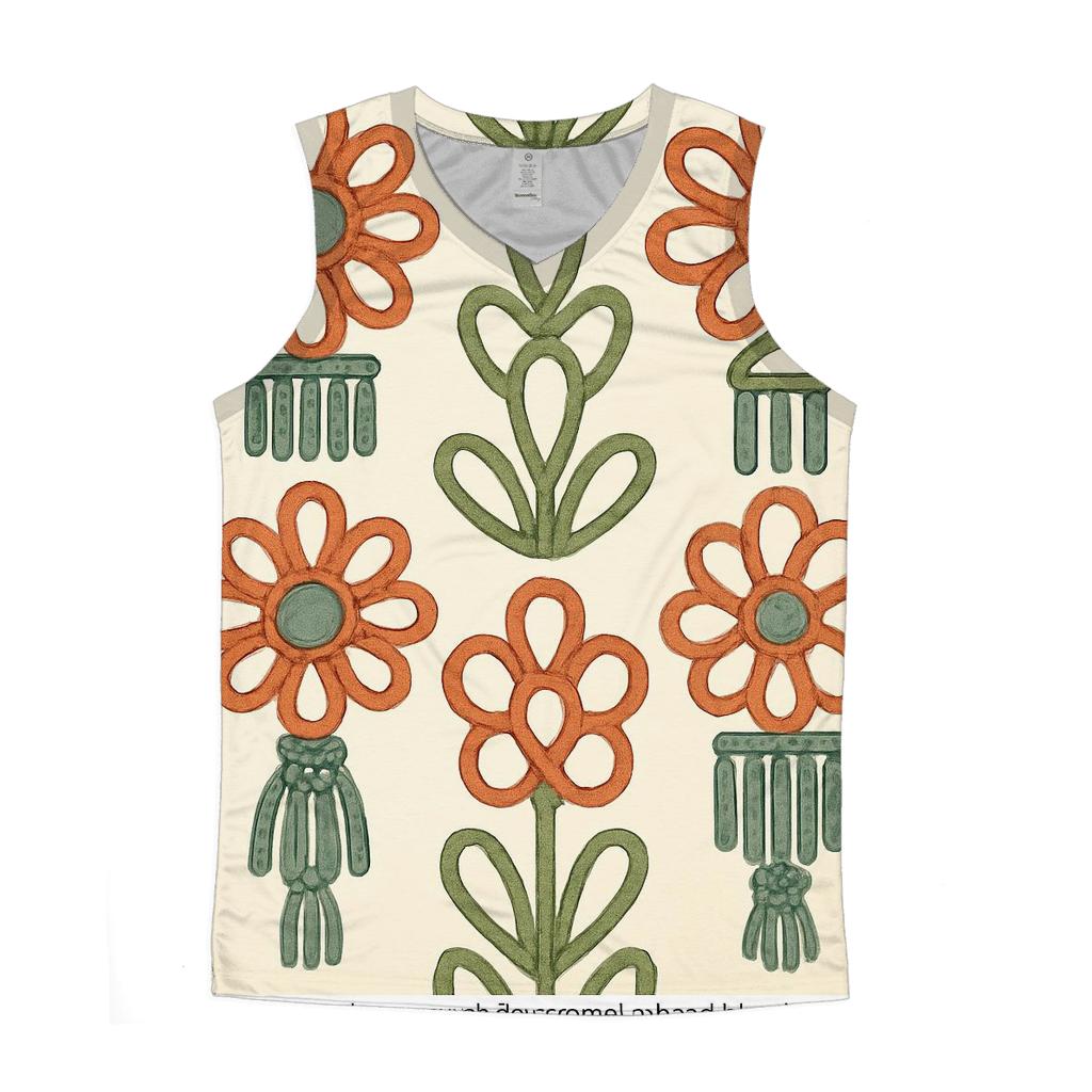Macrame Floral Medallion Repeat graphic print tank tops