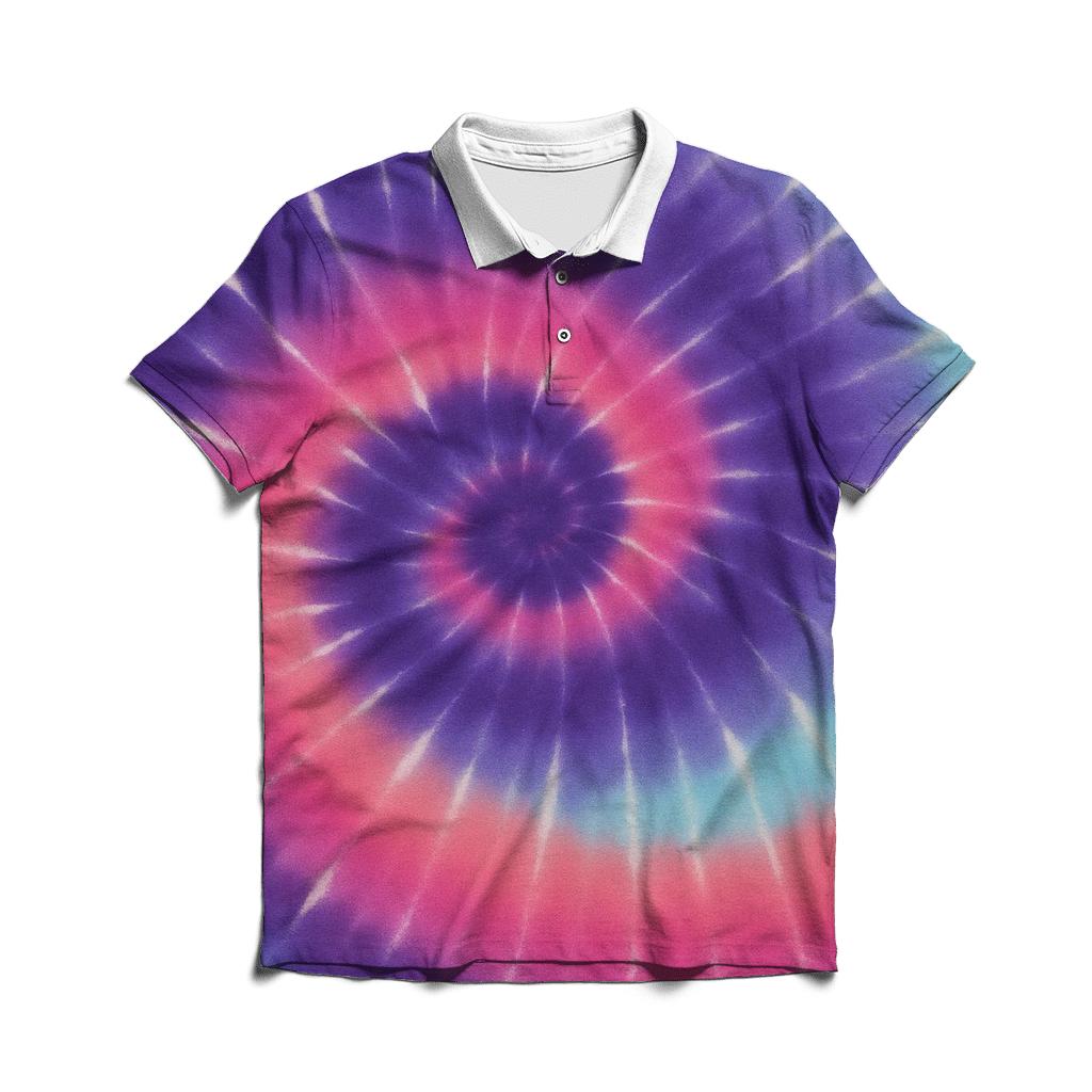 Nebula Spiral Overdye Whorl embroidered polo tops