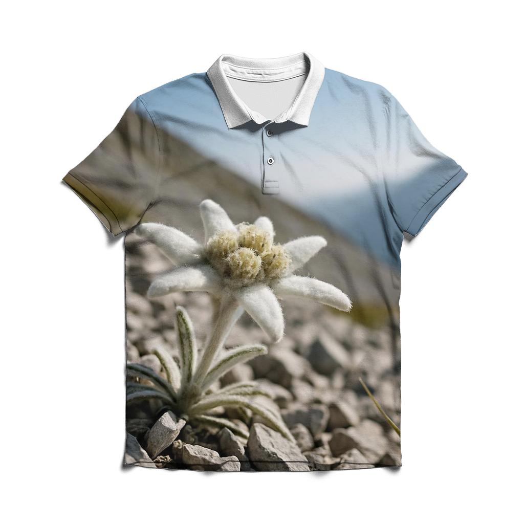 Edelweiss On Alpine Limestone Scree premium cotton polo shirts