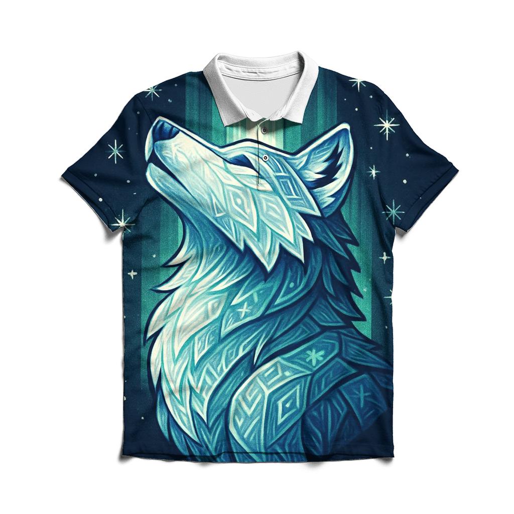 Aurora Runestone Wolf premium cotton polo shirts