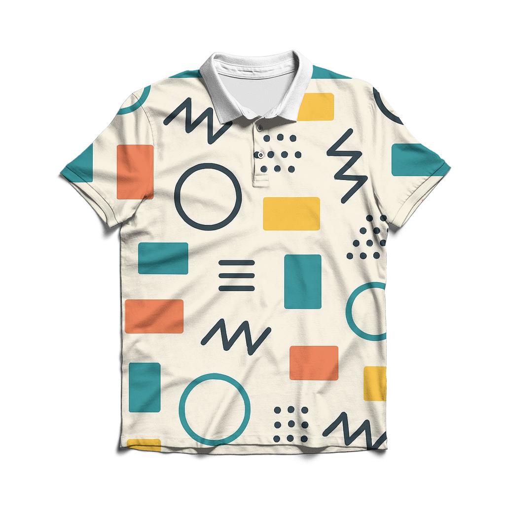 Memphis Space Station Tiles custom polo shirts