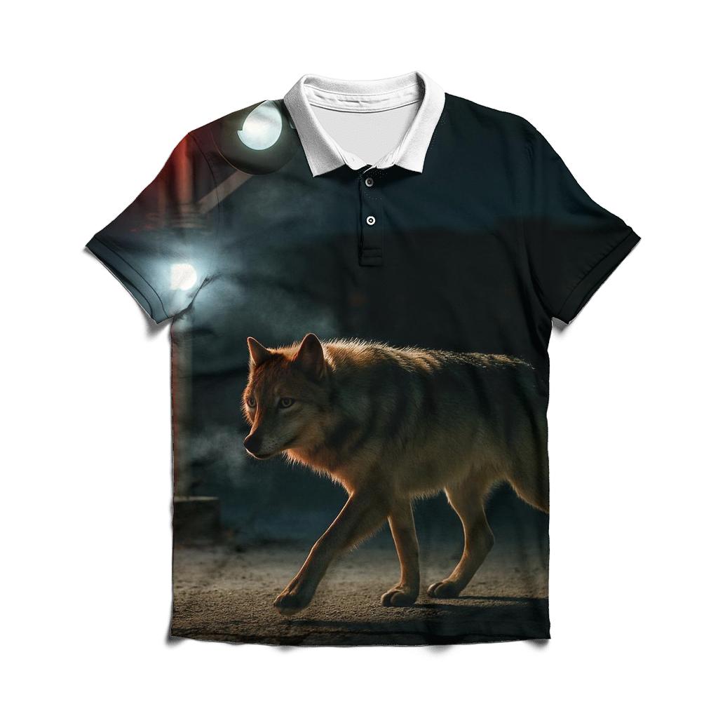 Night Crossing Under Arctic Rail Signals stylish collar polo tees