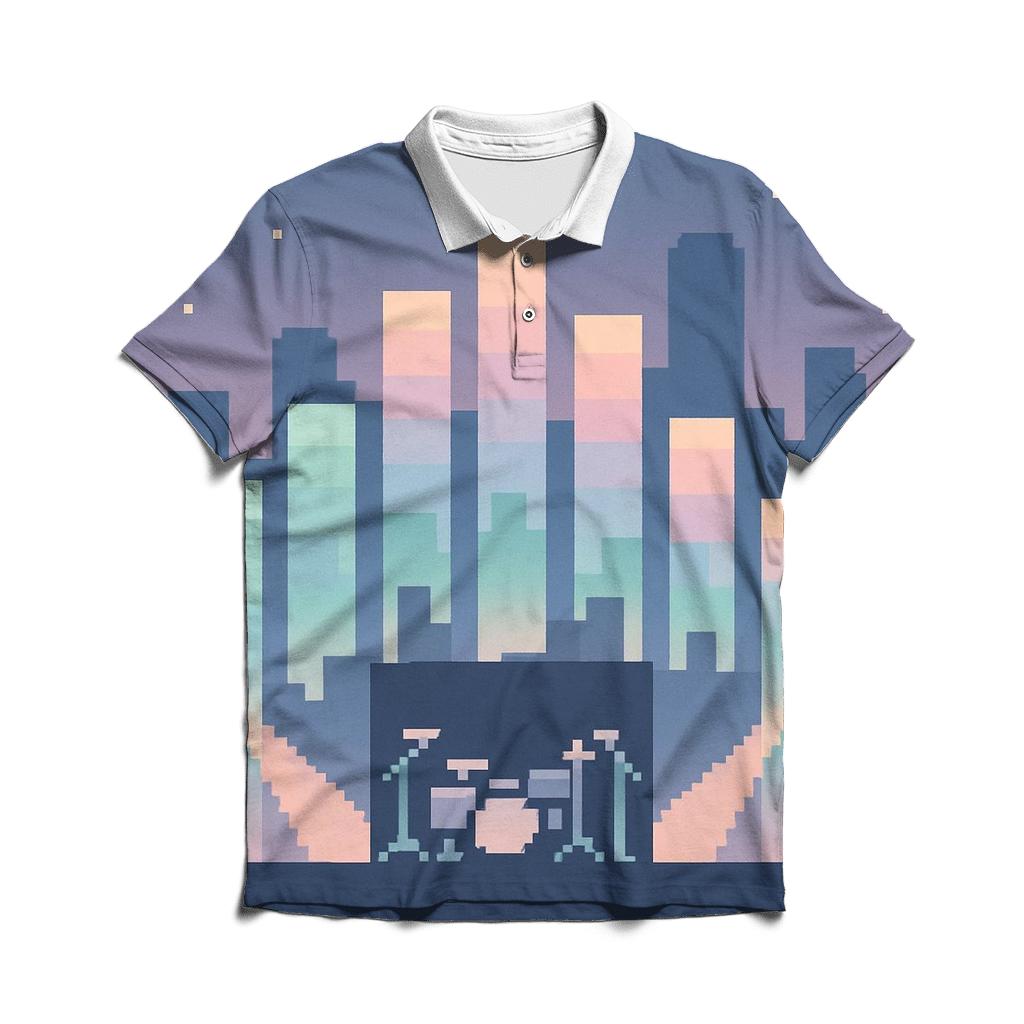 Pixel Stage Skyline casual sports polo shirts
