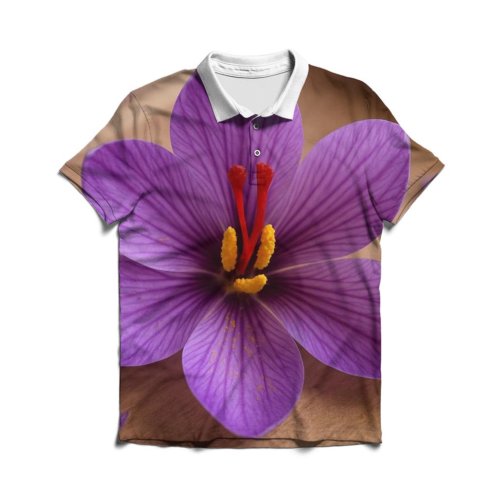 Saffron Crocus Harvest Stigma Detail stylish collar polo tees