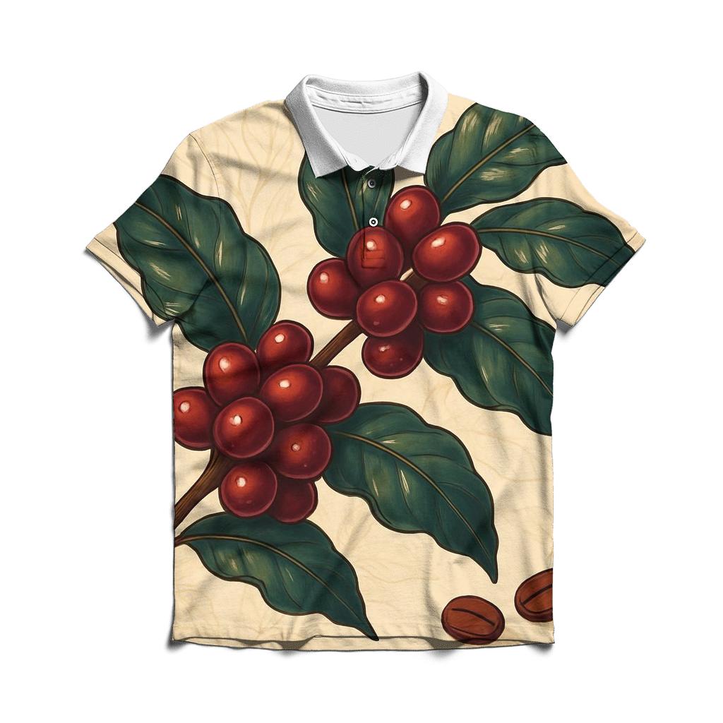 Cherry Branch Luster embroidered polo tops