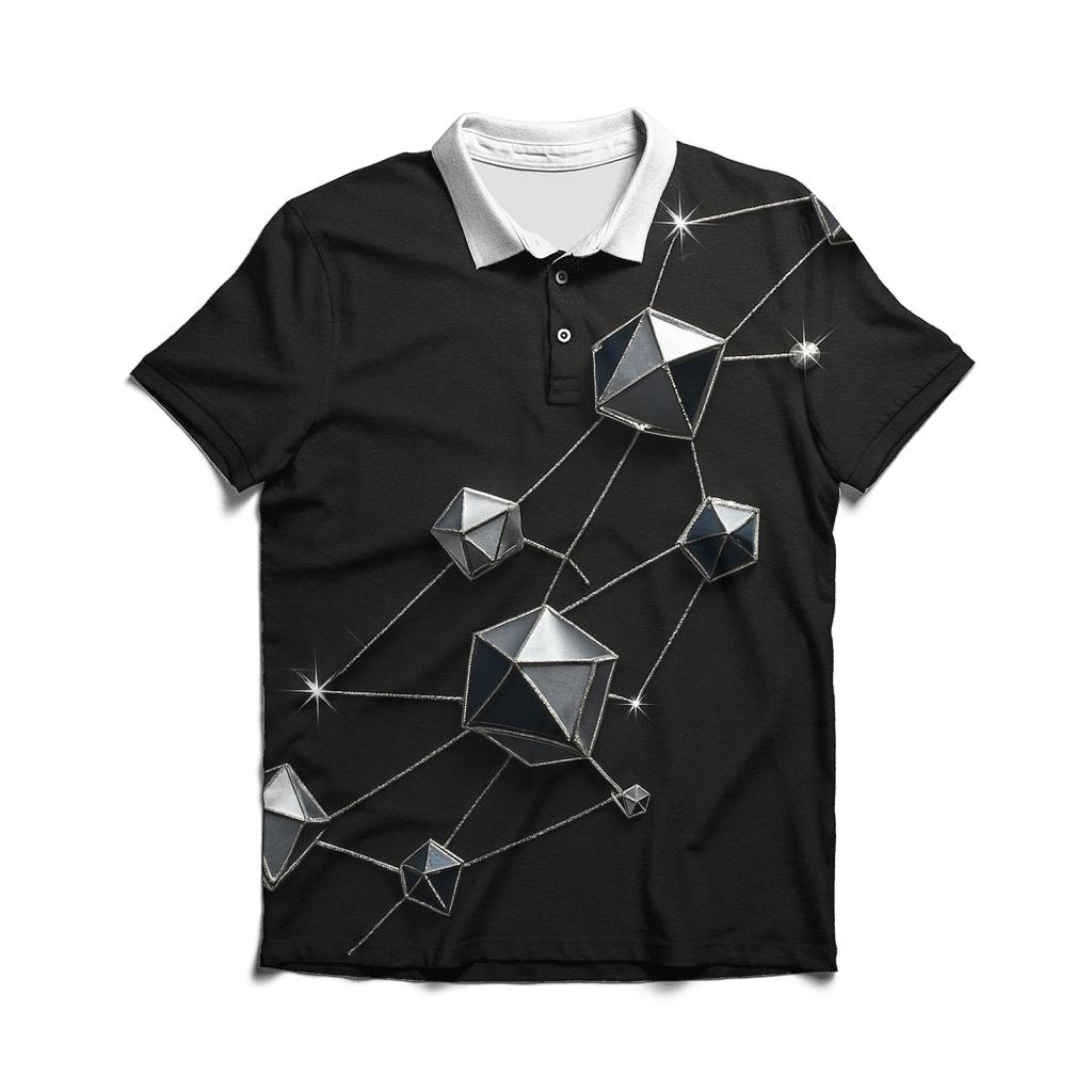 Charcoal Star Map Facets custom polo shirts