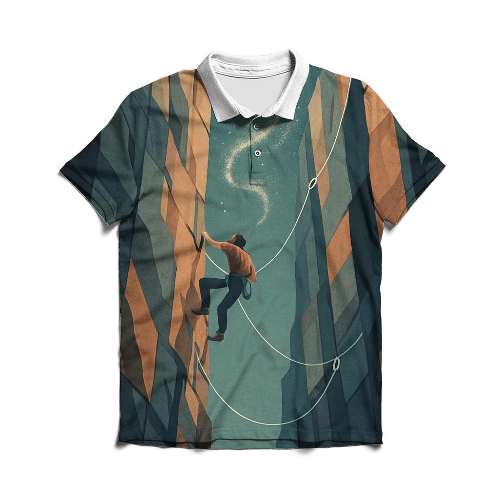 Gravity Well Rock Climbing Study premium cotton polo shirts